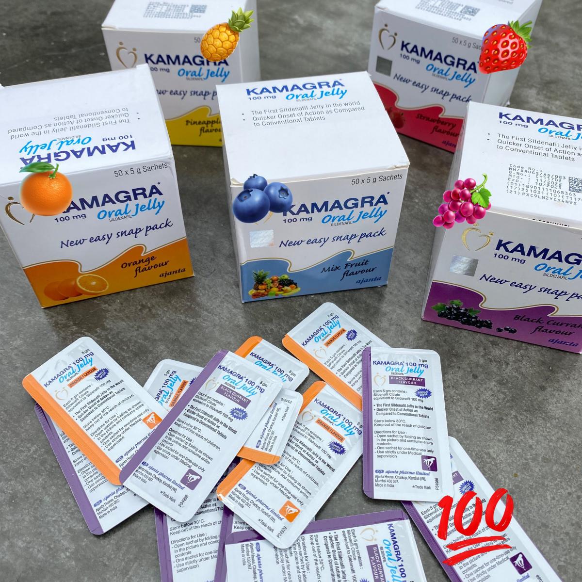 Kamagra perorálny gél: 2 balenia, spolu 100 mg x 100 vrecúšok